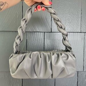 Expressions NYC Vegan Leather Grey Braided Mini Shoulder Bag - NWOT